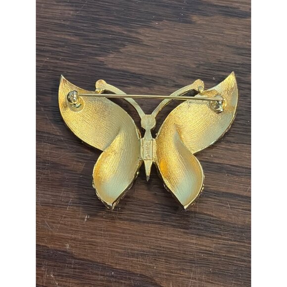 Vintage Trifari Butterfly Gold-Tone Textured Brooch Pin Alfred Philippe artistry - Picture 2 of 4